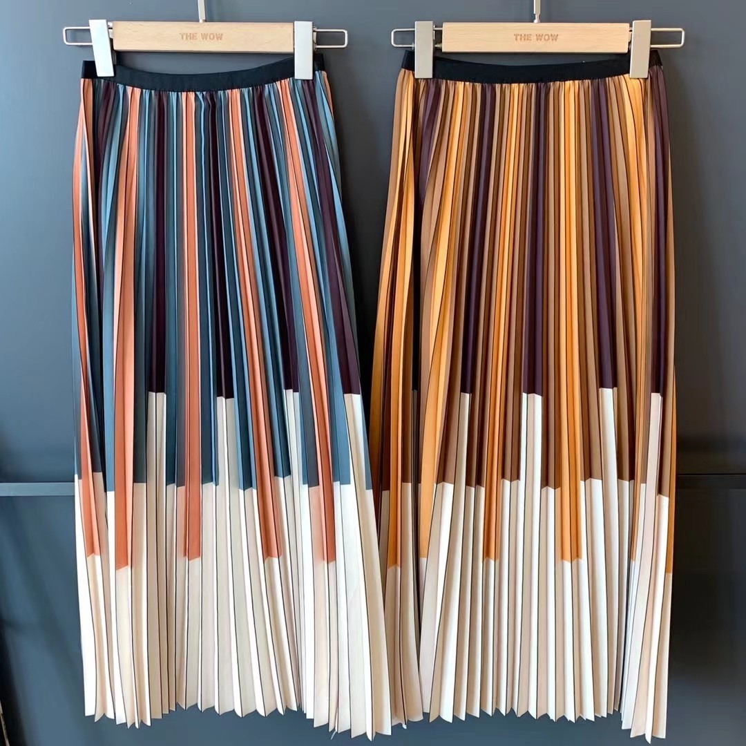 显瘦A型中长百褶半裙