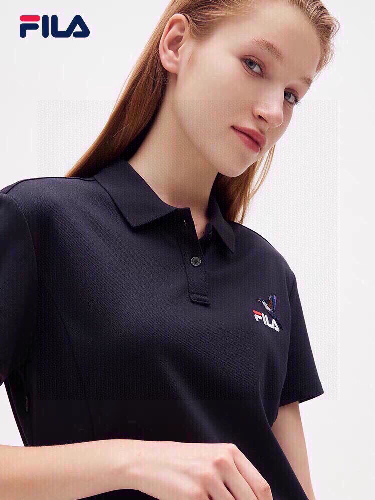 夏款飞乐亮片小鸟刺绣时尚休闲POLO连衣裙