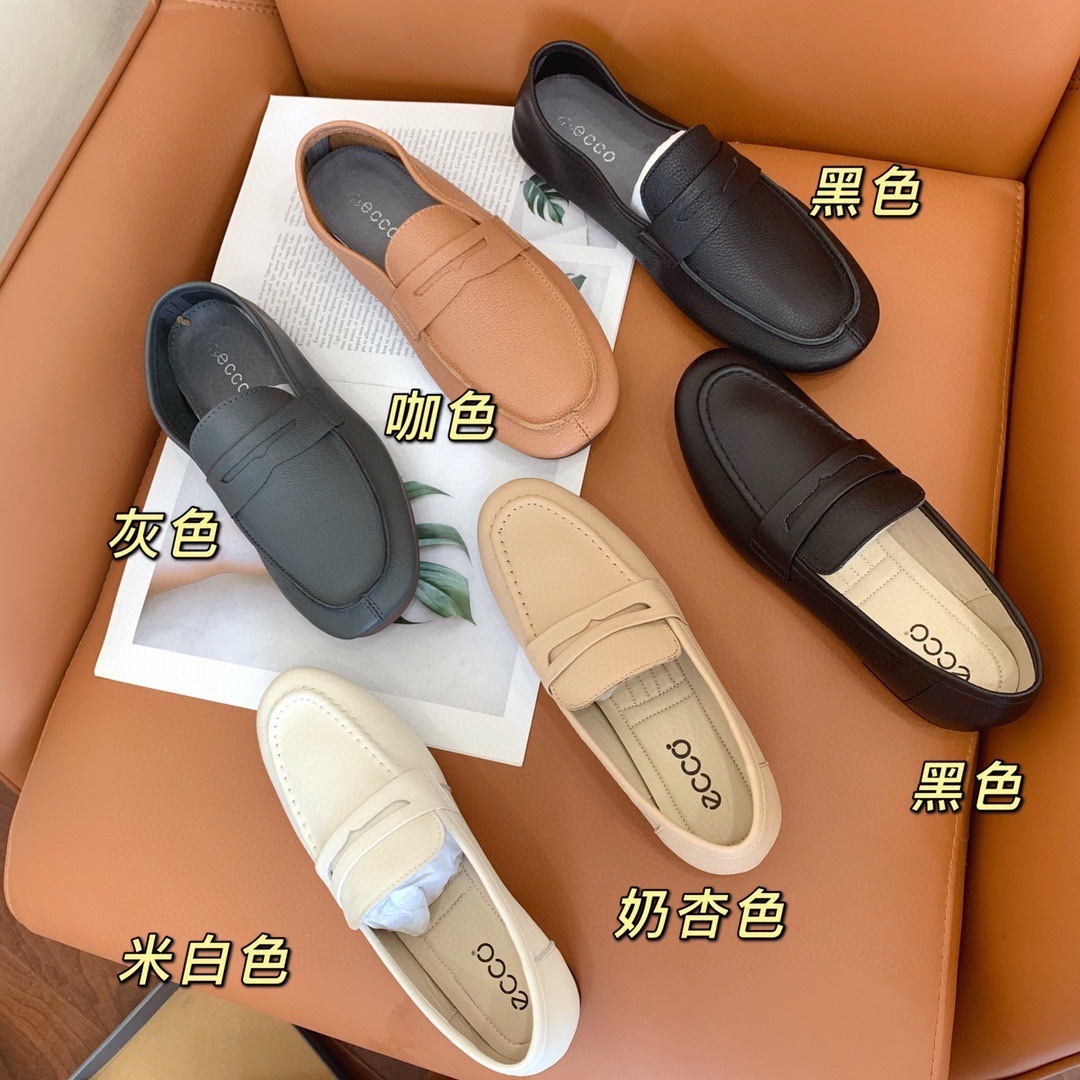 】ecc*头层牛皮懒人乐福鞋