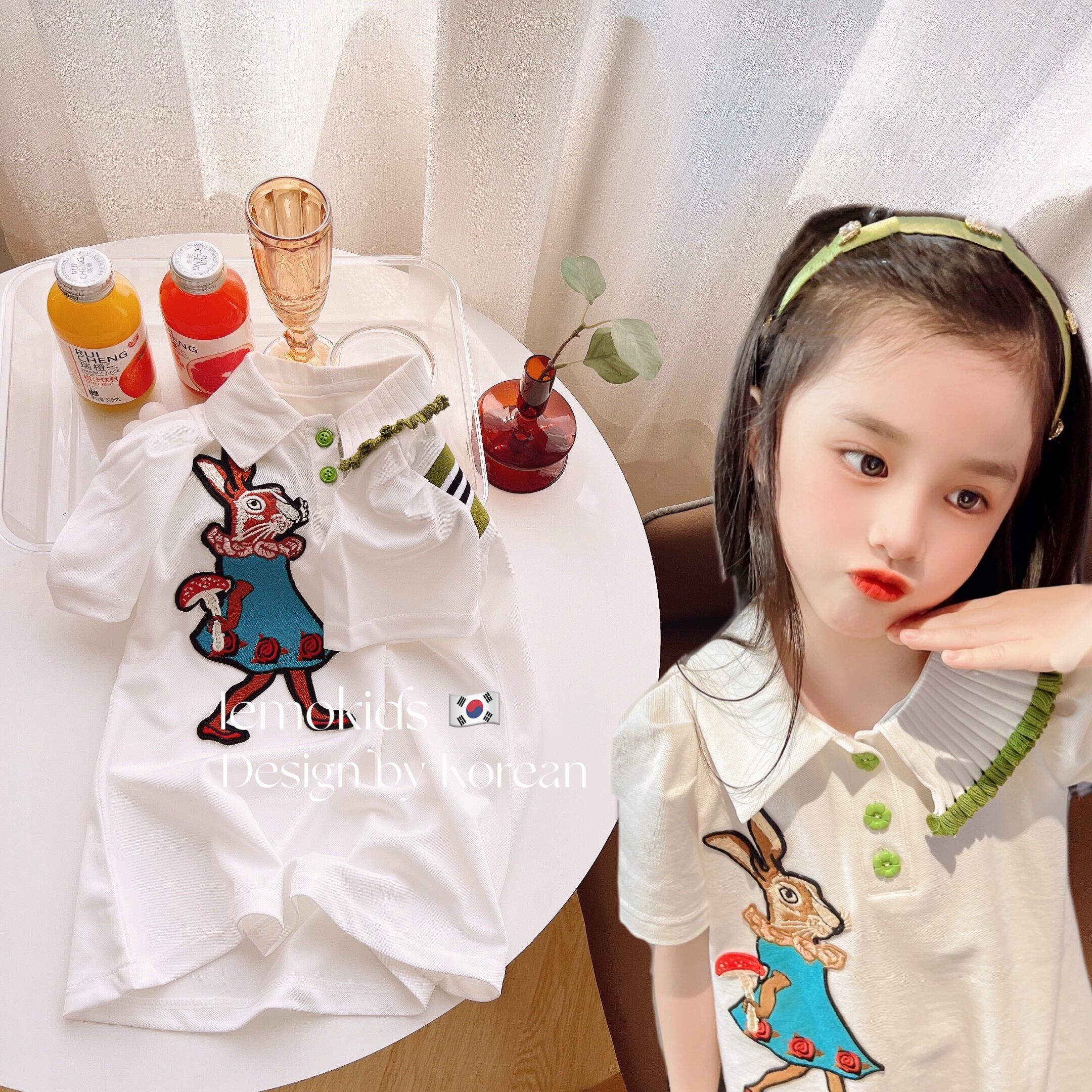 彼得潘小兔子亲子polo连衣裙