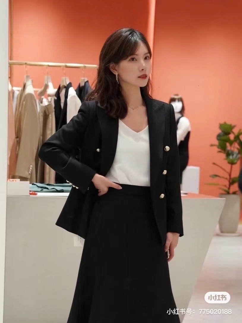 朗姿双排扣春款西装
