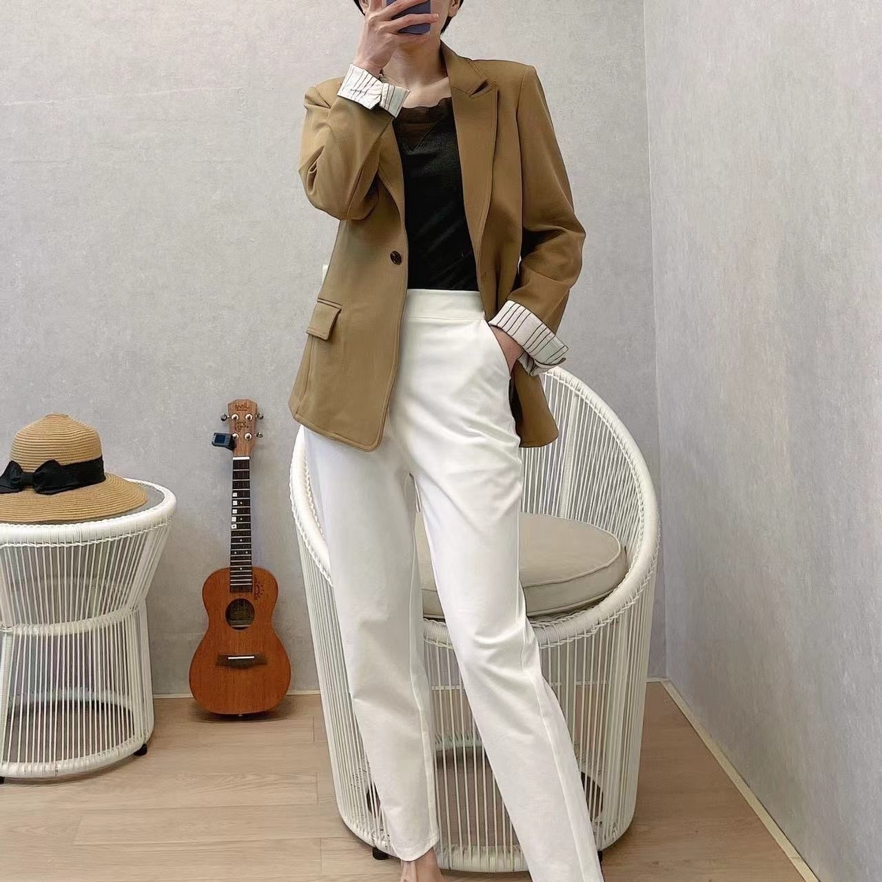 小脚九分烟管裤