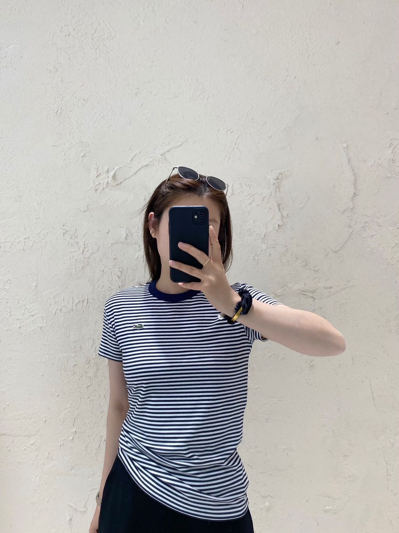 女士海军条纹短袖