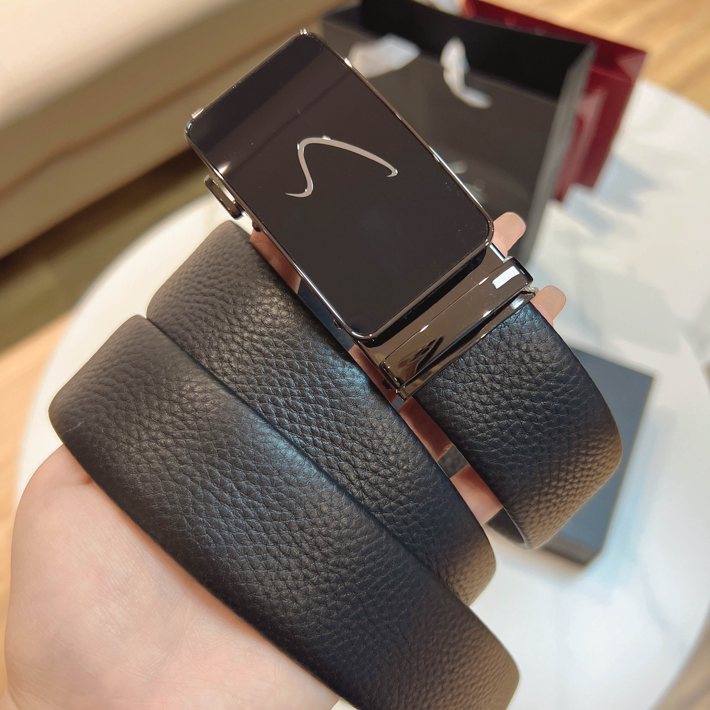 男士头层牛皮自动扣腰带