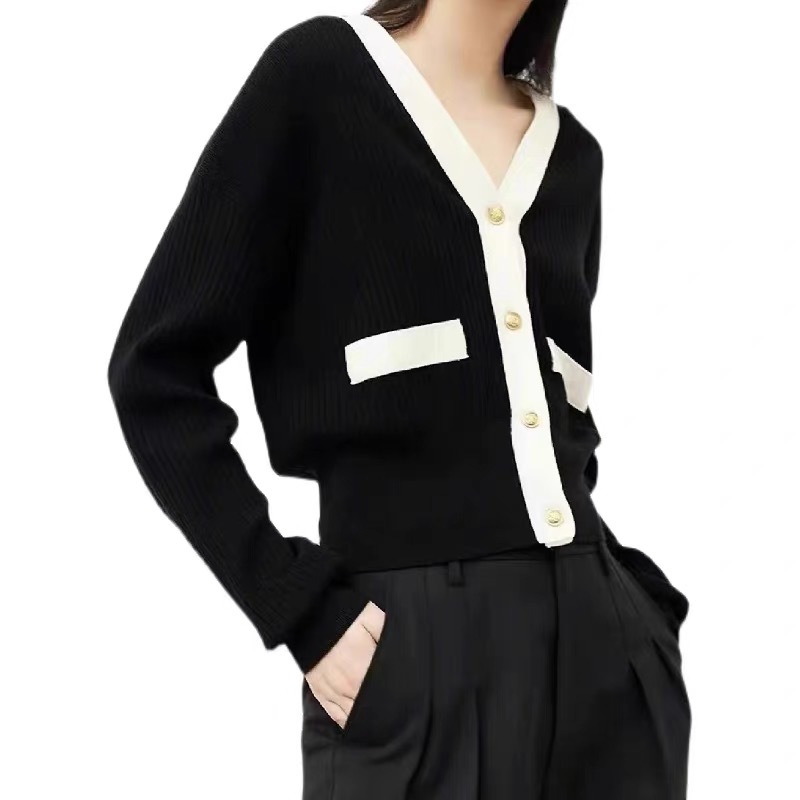 经典法式V领小香风针织开衫