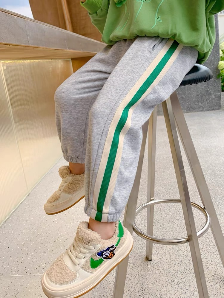 双色织带儿童休闲裤