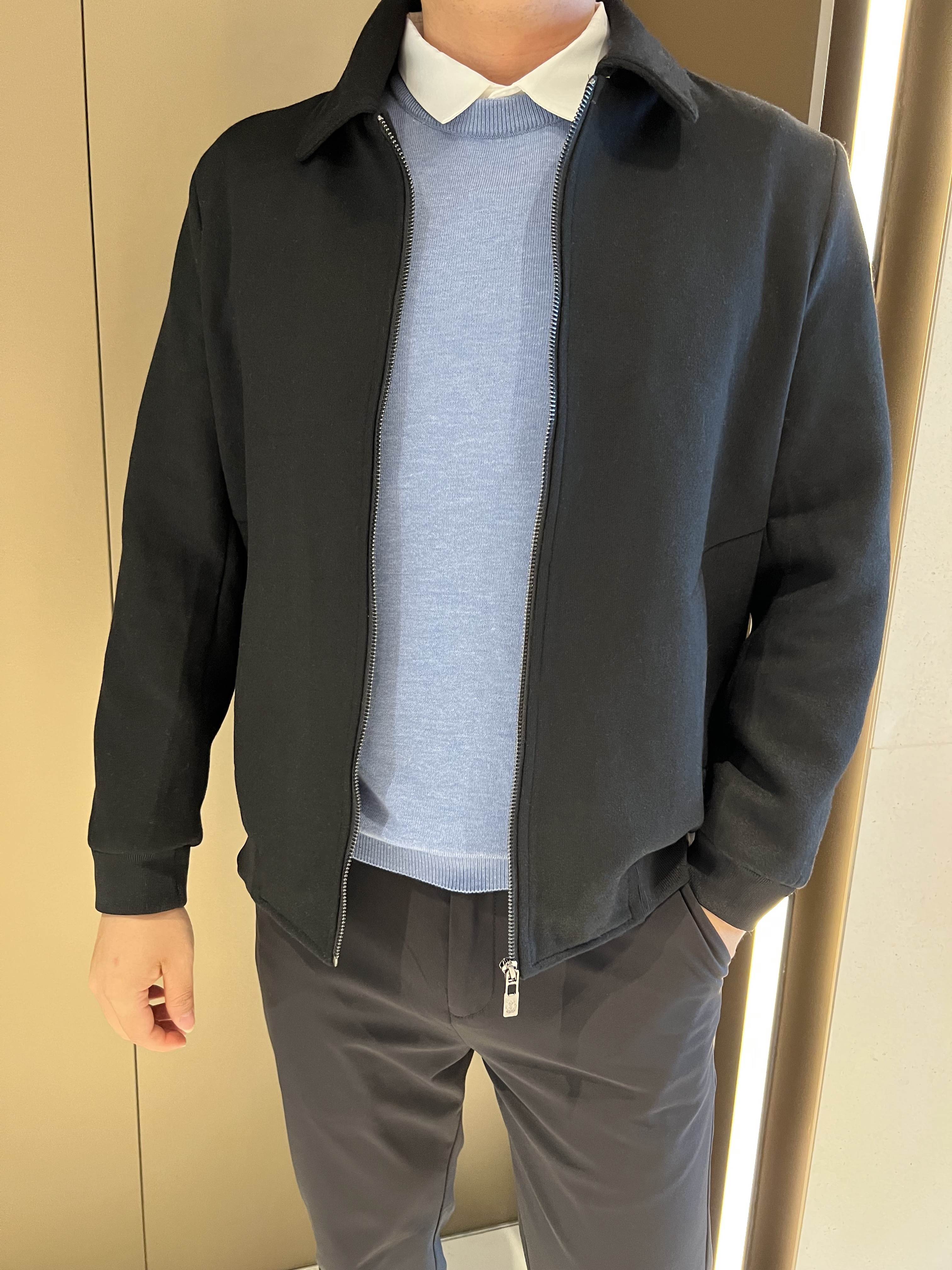 加厚翻领美丽诺羊毛混纺夹克