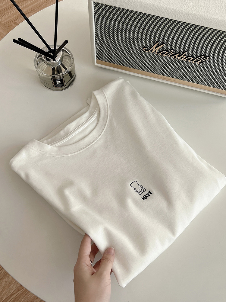 超柔软纯棉大白刺绣T恤