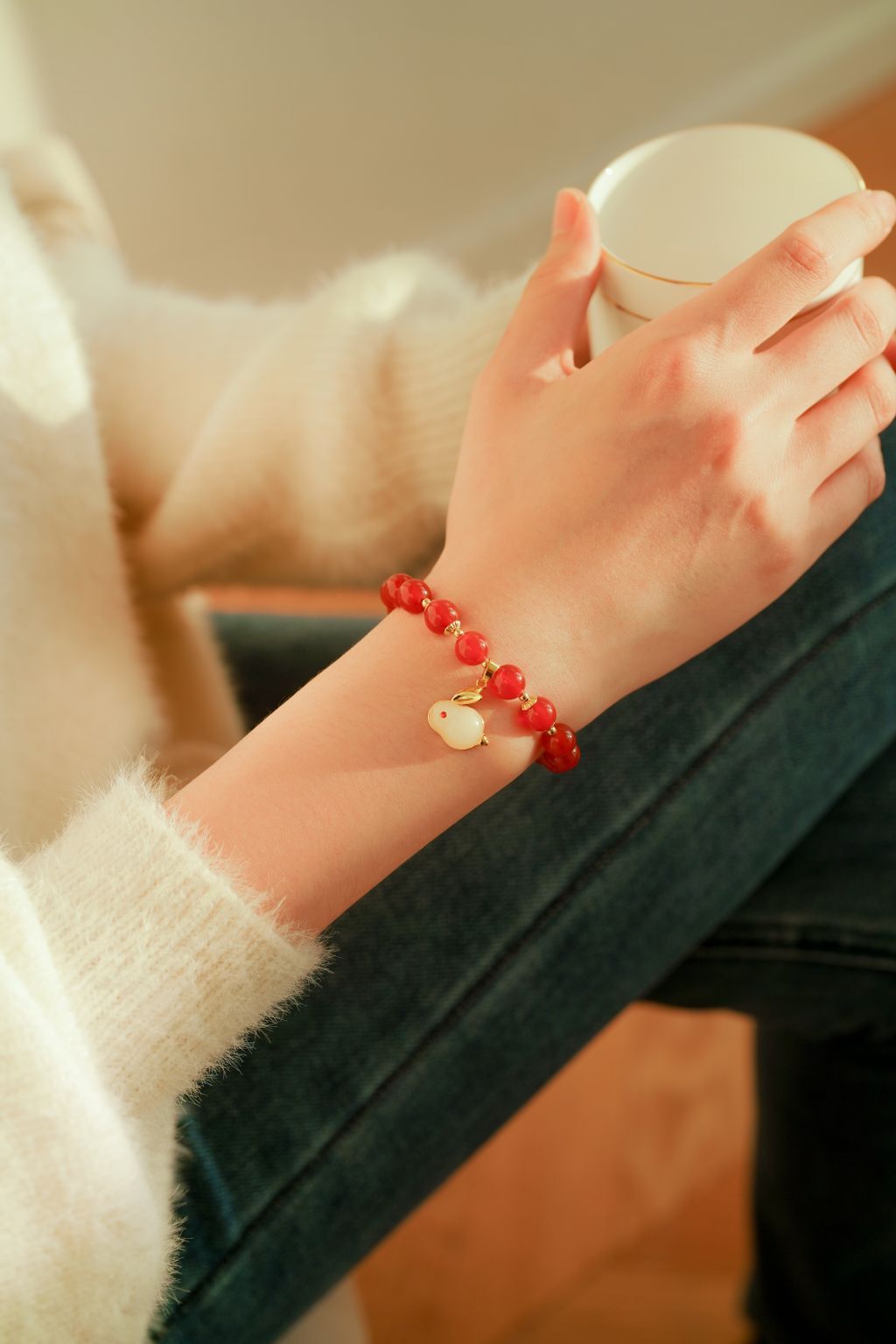 天然玛瑙手链超全款式玉兔红绳手链