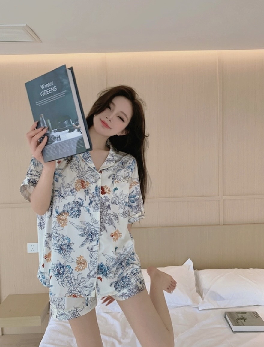 莫奈花园法式裸肤感睡衣