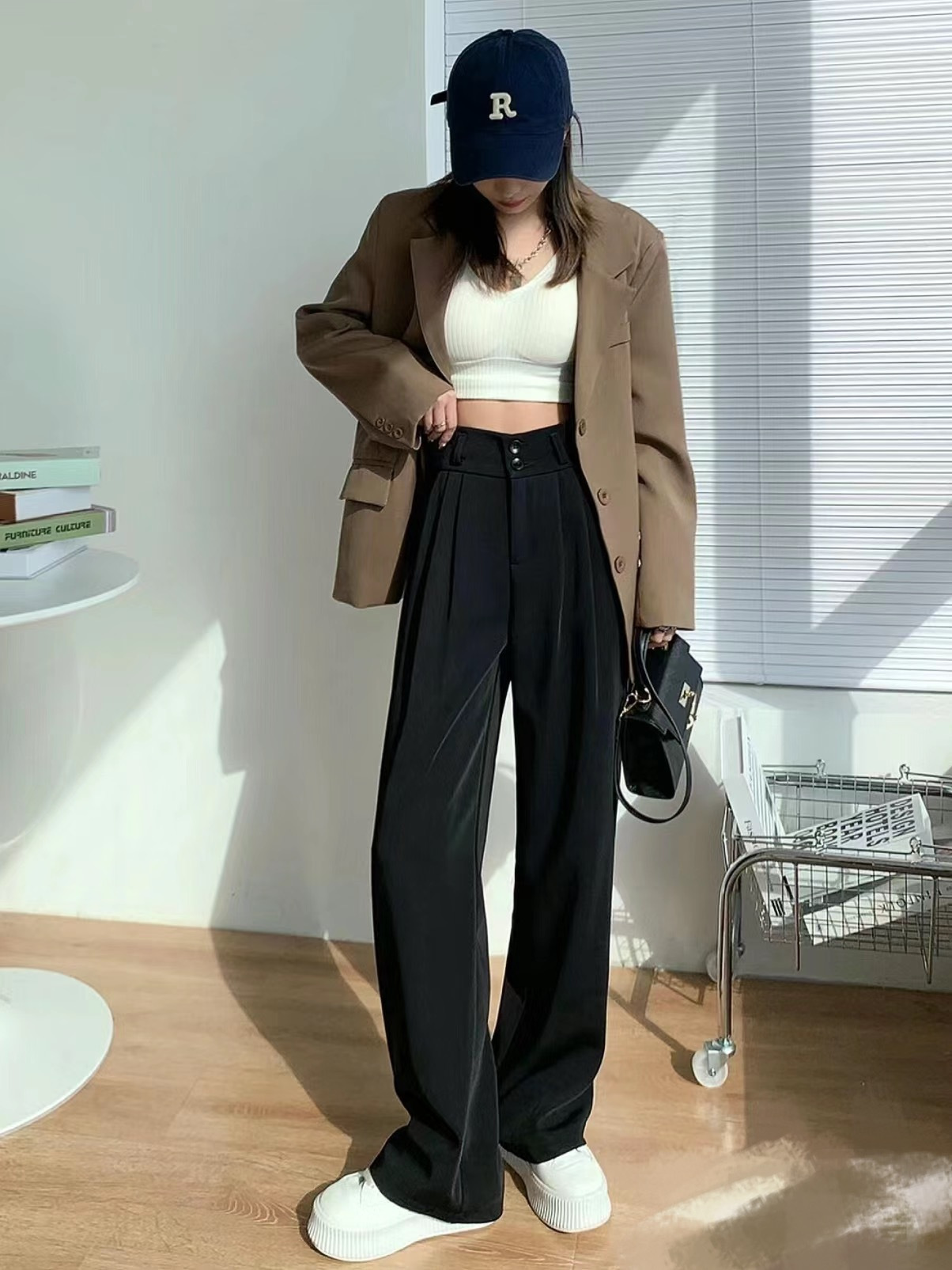 意大利米兰客供窄版阔腿西装裤