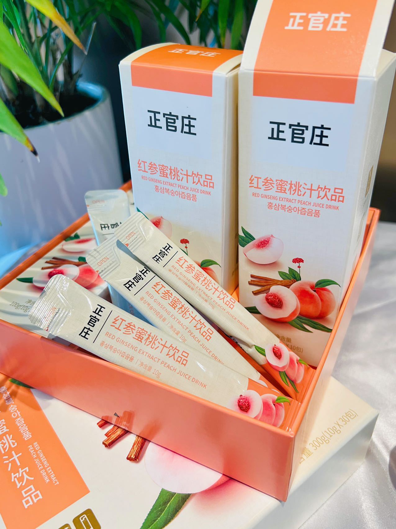 韩国正官庄红参蜜桃饮