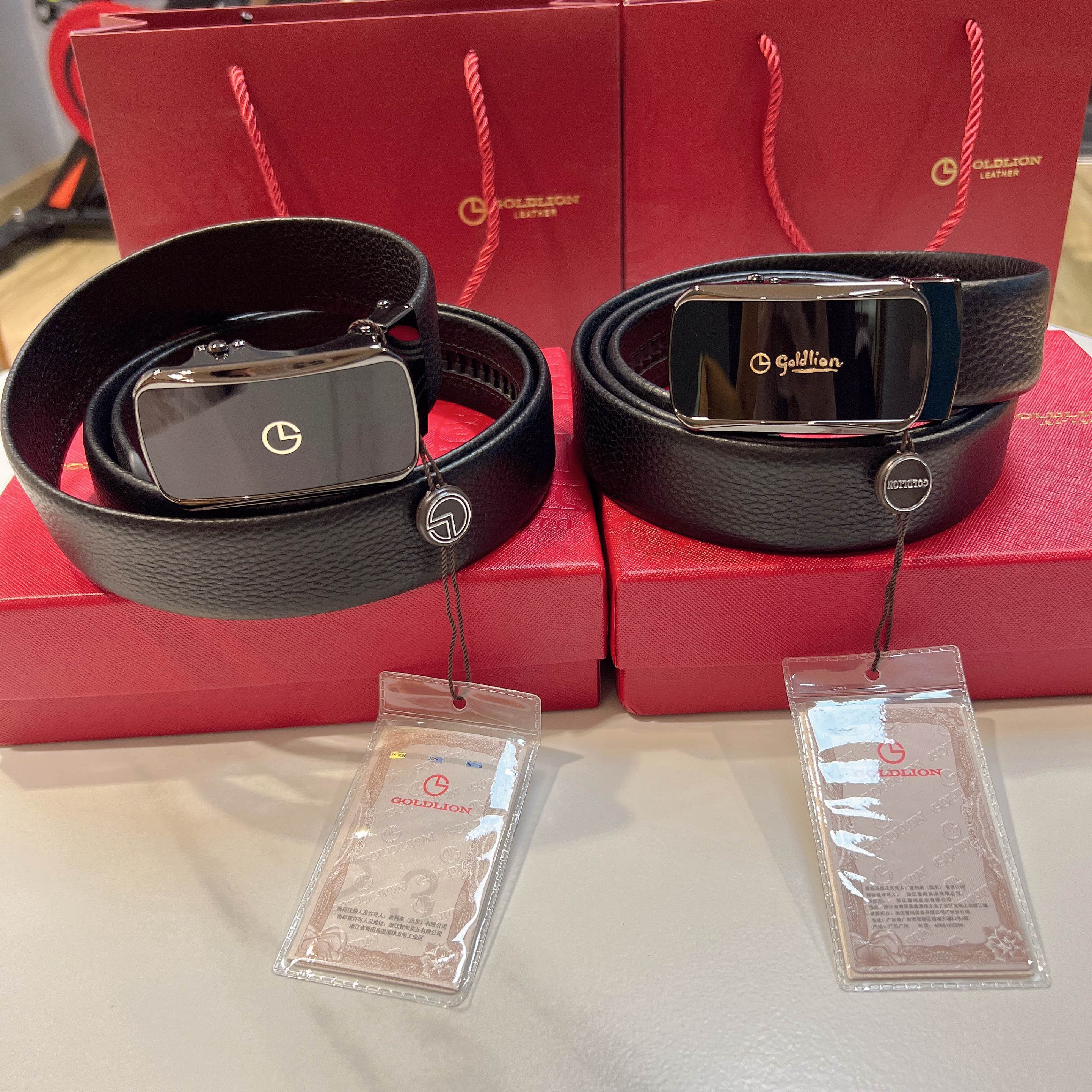 沙驰/金利来男士头层牛皮自动扣腰带