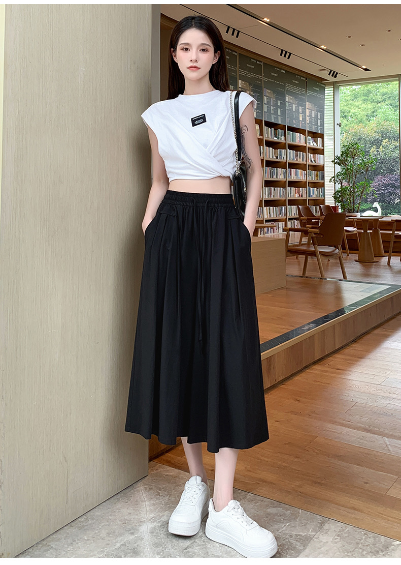 大A版高腰阔腿半身裙裤