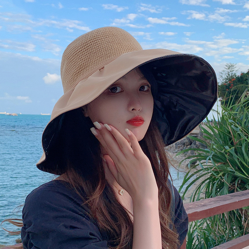 黑胶蝴蝶结渔夫帽