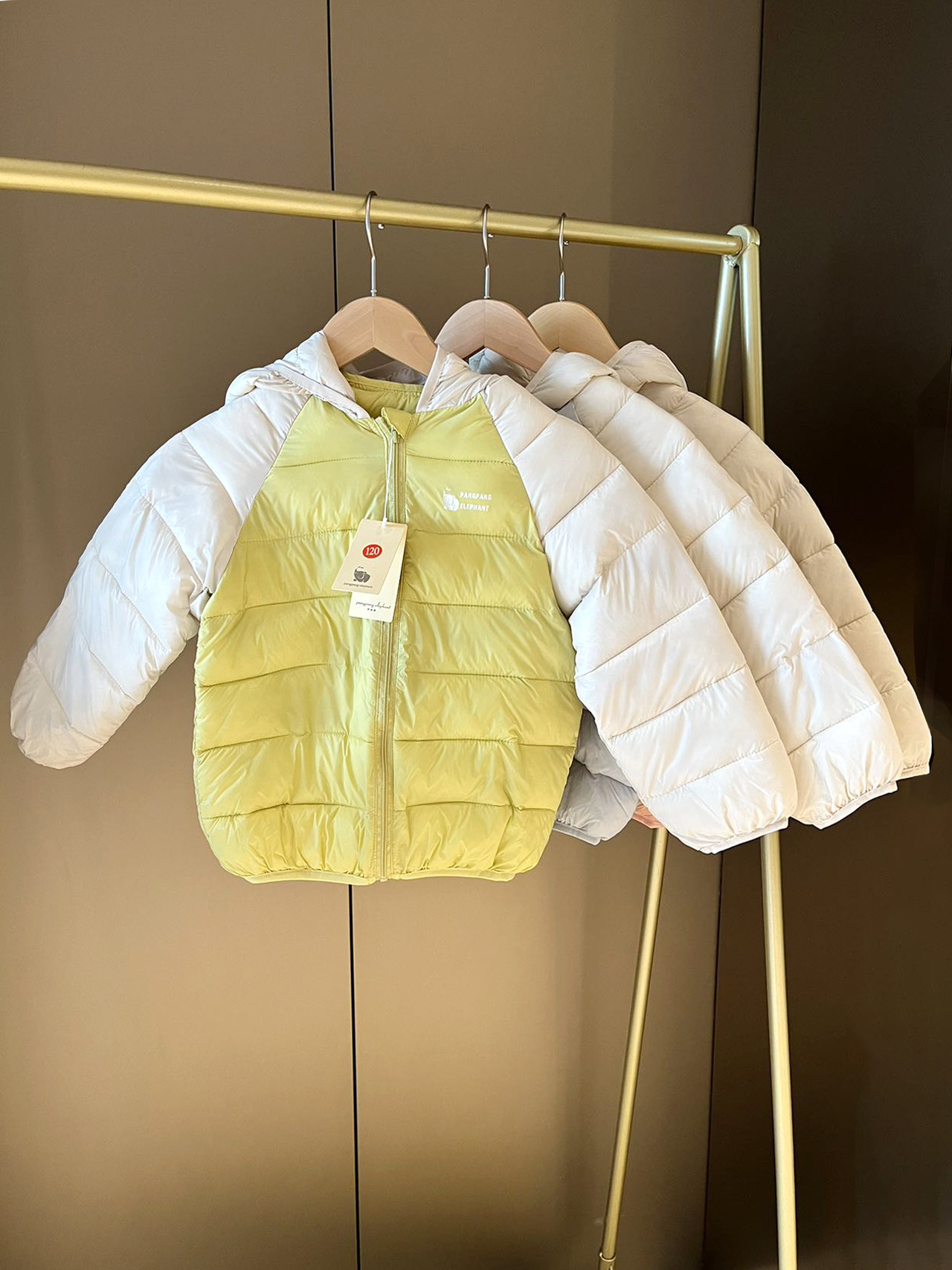 糖果色轻薄小耳朵撞色儿童棉衣